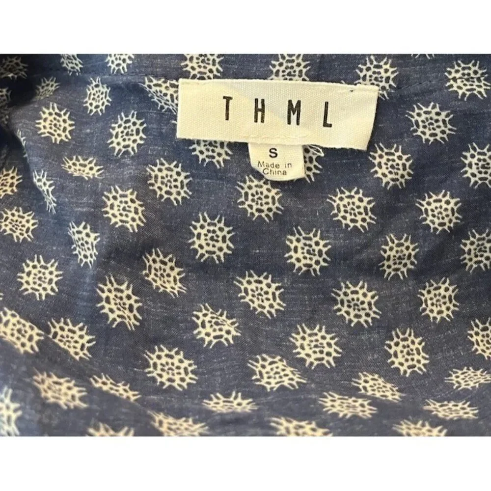 THML Small Shift Dress Sleeveless Tassel Floral Ruffles Boho Embroidery Sundress